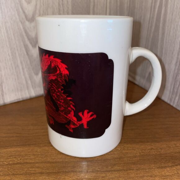 Unbranded Other - Red And Black Dragon Design On White Ceramic Coffee Mug Cup